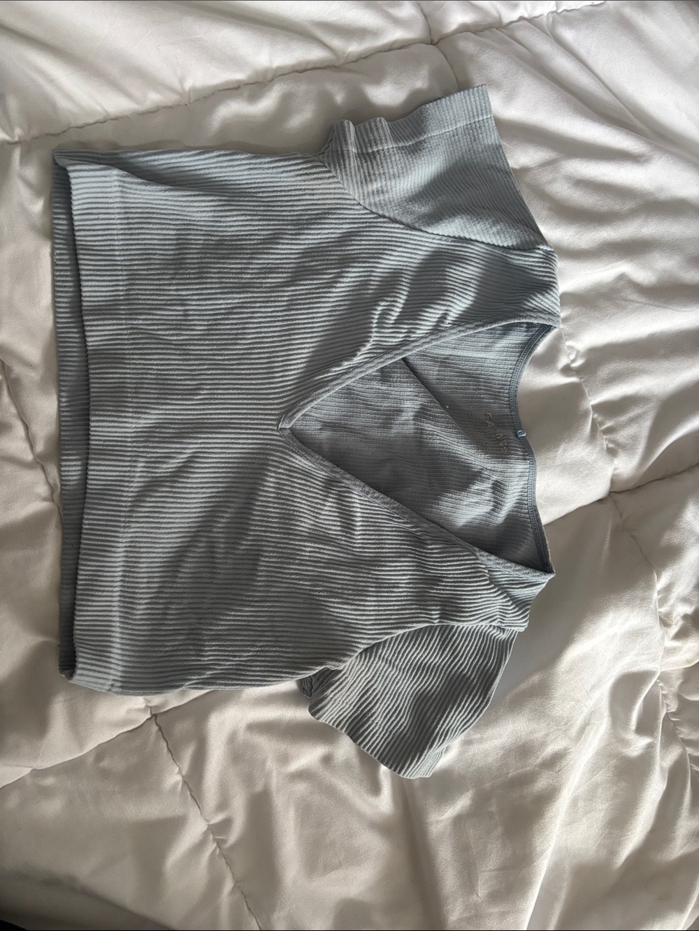 Garage Light Blue Ribbed Crop Top